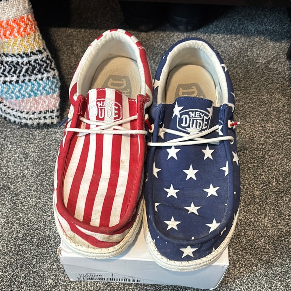 Hey Dude Red and Blue Patriotic Sneakers